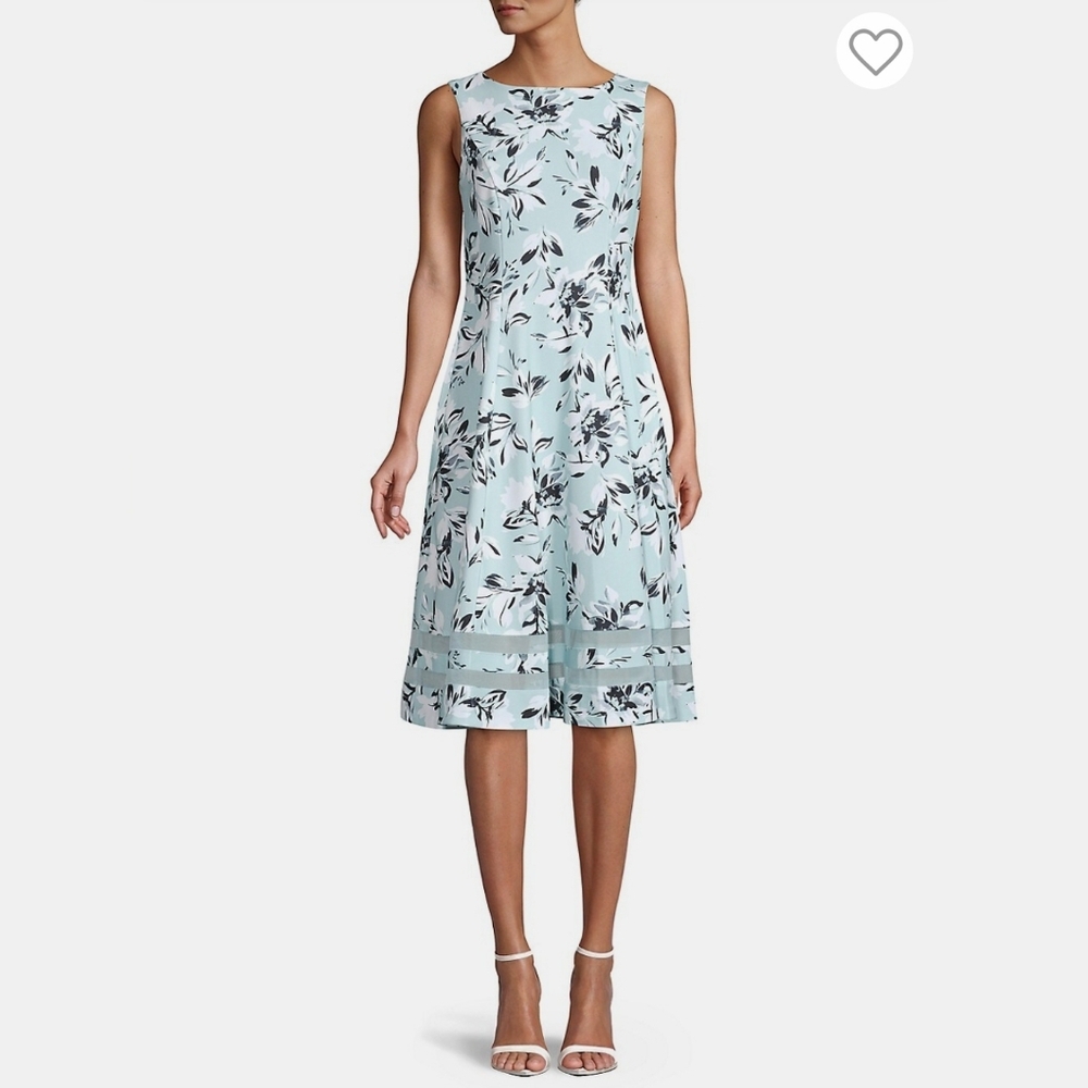 Calvin KleinFloral Fit-&-Flare Midi Dress